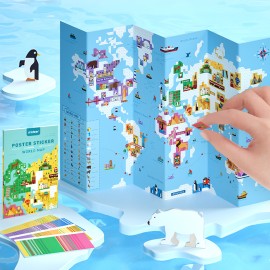 Juego de Mesa Poster con Pegatinas Mapa Mundial