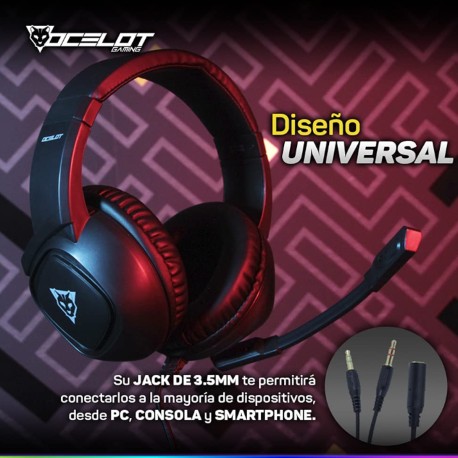 Audifonos Gamer Ocelot Alámbricos 3.5