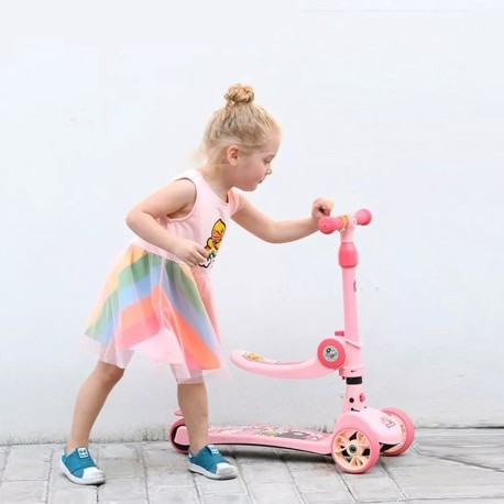 Patín Scooter con Asiento para Niñas Color Rosa